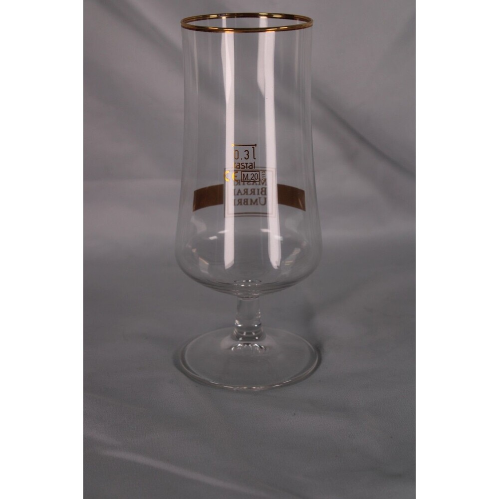 Mastri Birrai Umbri Rastal Stemmed Beer Glass 0.3L Gold Rim Italian Craft